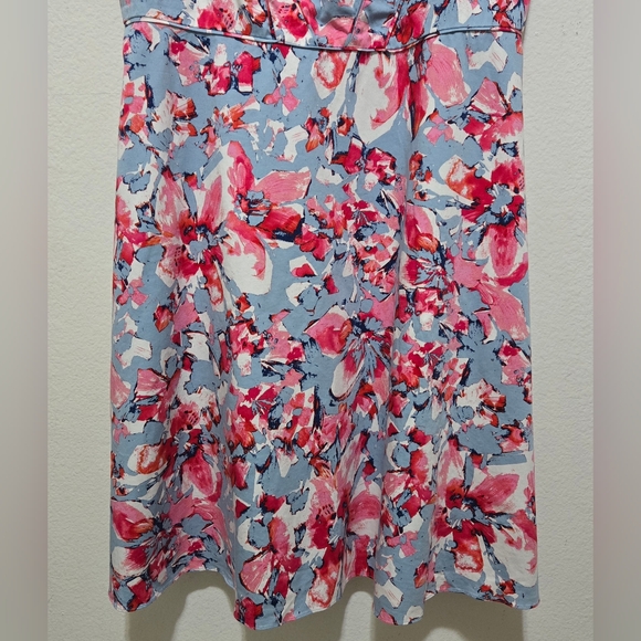 Adrianna Papell Blue Floral Fit and Flare Dress Sleeveless Garden Party Size 18W - Picture 4 of 13